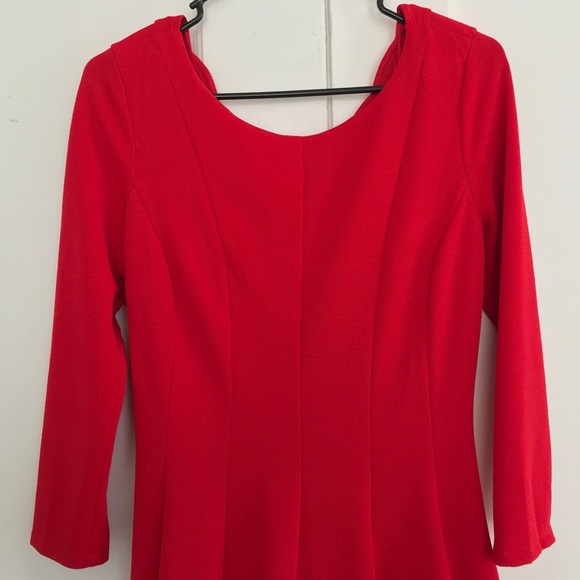 ANTHROPOLOGIE Sunday in Brooklyn Scalloped Fit and Flare Holiday Dress Red S - Picture 4 of 8